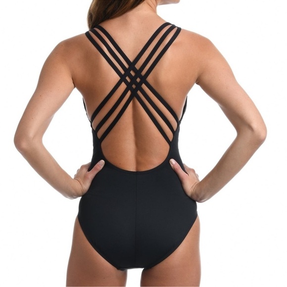 La Blanca Black Strappy One-Piece Swimsuit - Picture 3 of 6